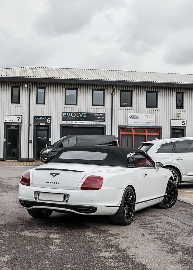 Bentley Continental GT car with untinted windows from back