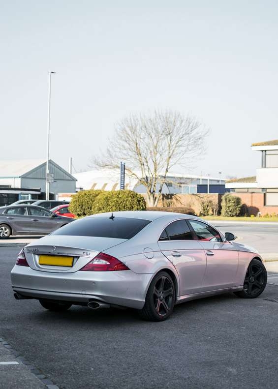 Grey Mercedes CLS car before vinyl wrapping