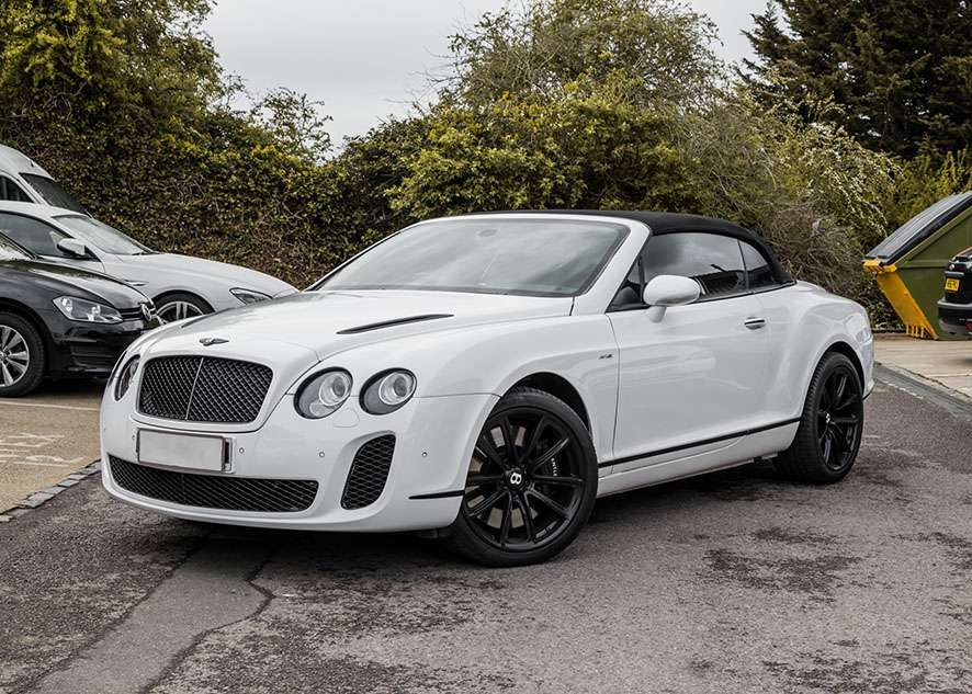 Bentley Continental GT car with untinted windows from front
