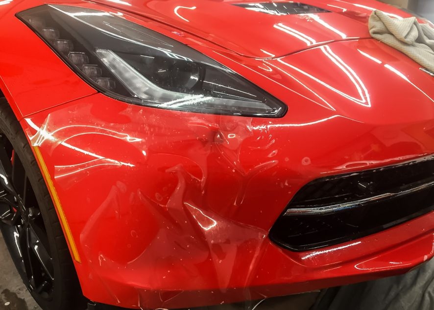 Chevrolet Corvette car having paint protection film applied