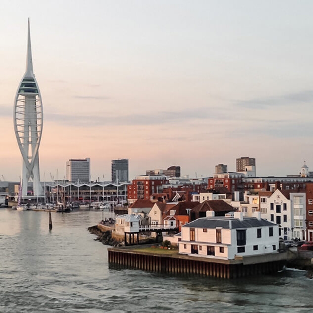 Aerial view of Portsmouth city