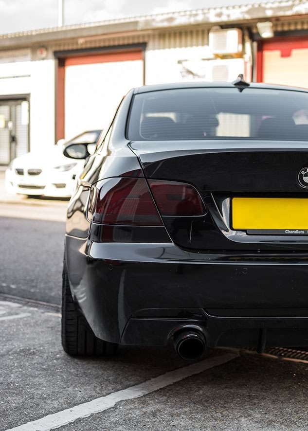 Close up shot of BMW 335i with tinted rear lights