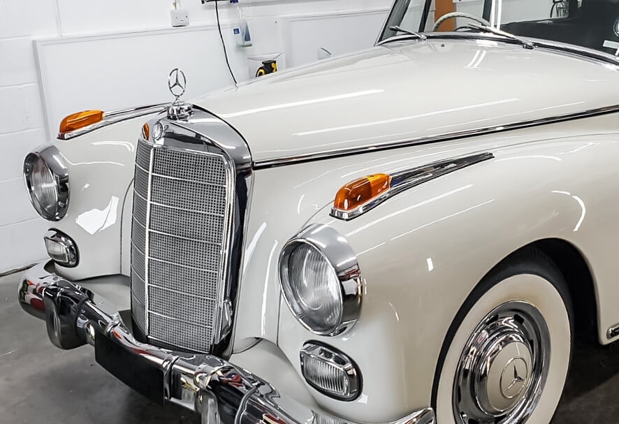 Classic Mercedes-benz car being restored