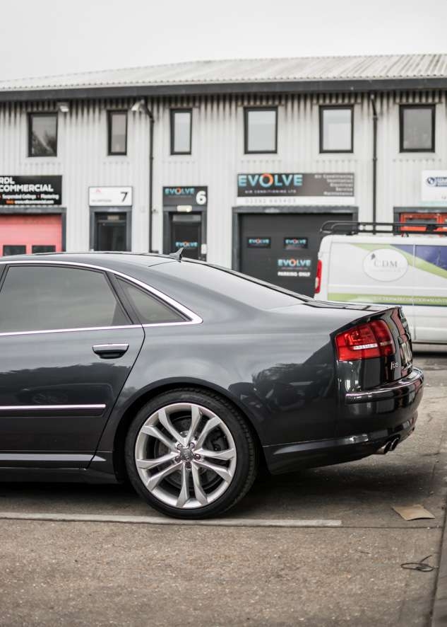 Audi s8 car with tinted windows from side
