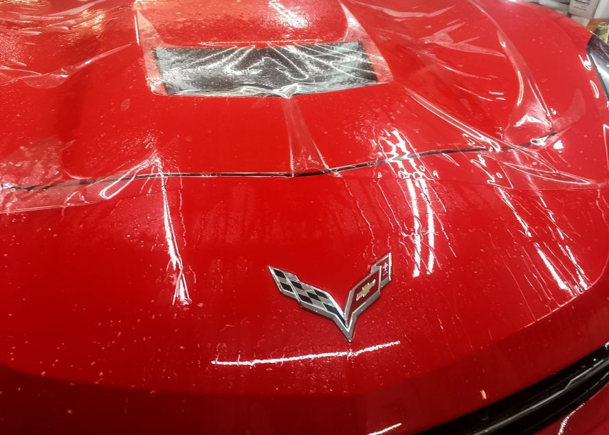 Chevrolet Corvette car having paint protection film applied