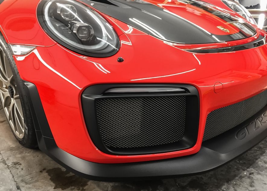 Paint protection film on Porsche 911 GT2RS red car
